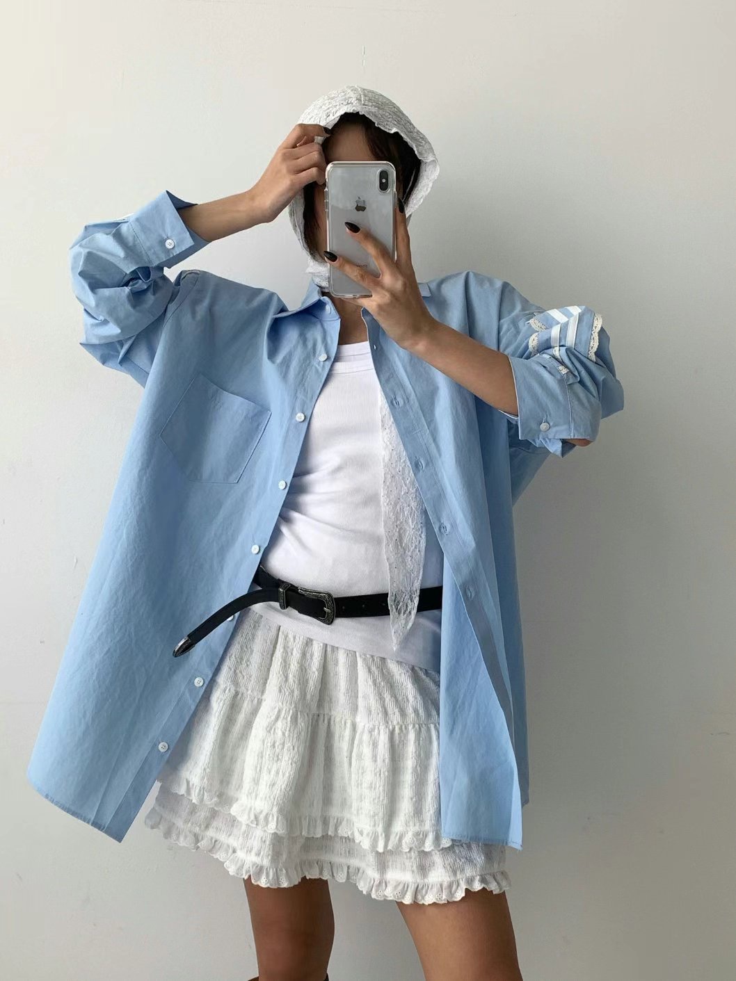 CELEB-셀럽-T韓國代購女士新品熱賣25春夏時尚襯衫蕾絲衫CELEB-T襯衫/蕾絲衫