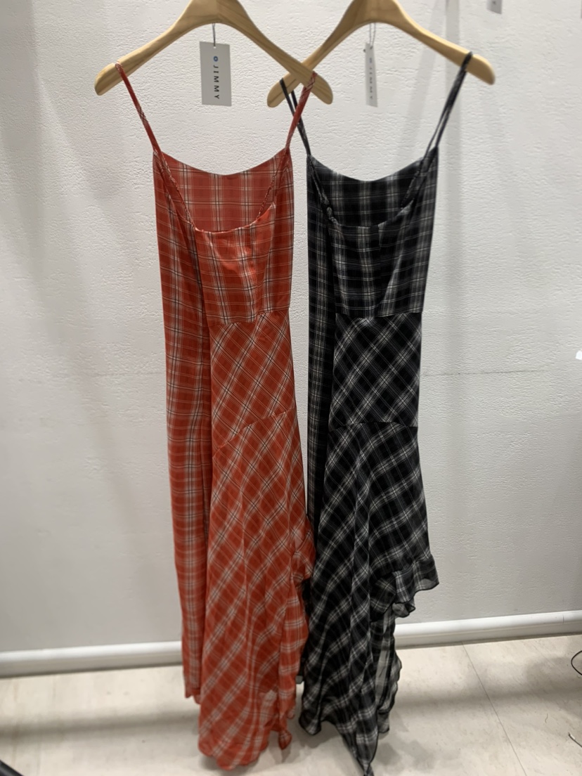 JIMMY韓國㊣直郵東大門代購女裝新款熱賣25春夏長裙不含內搭格紋JIMMY/REMAKE長裙