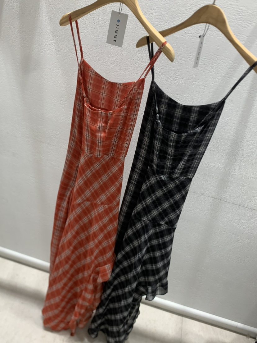JIMMY韓國㊣直郵東大門代購女裝新款熱賣25春夏長裙不含內搭格紋JIMMY/REMAKE長裙