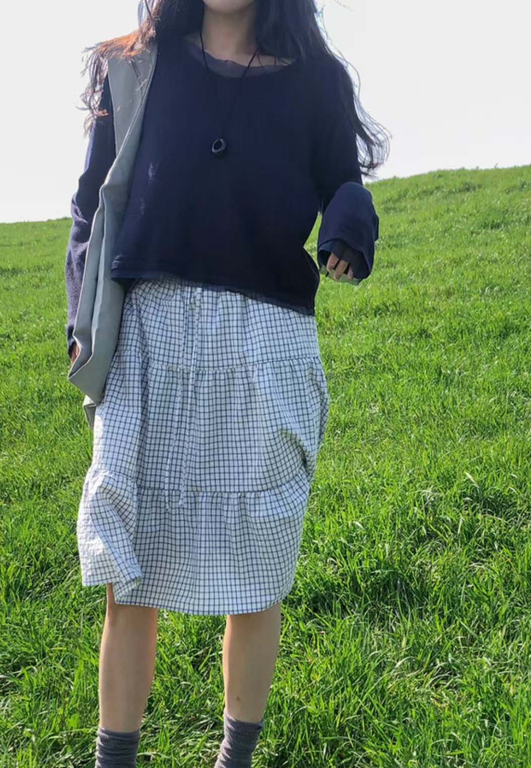 HAY KNOCK-헤이노크-OT韓國直郵㊣女裝新品休閑針織衫V領雪紡HAY KNOCK-헤이노크-OT針織衫