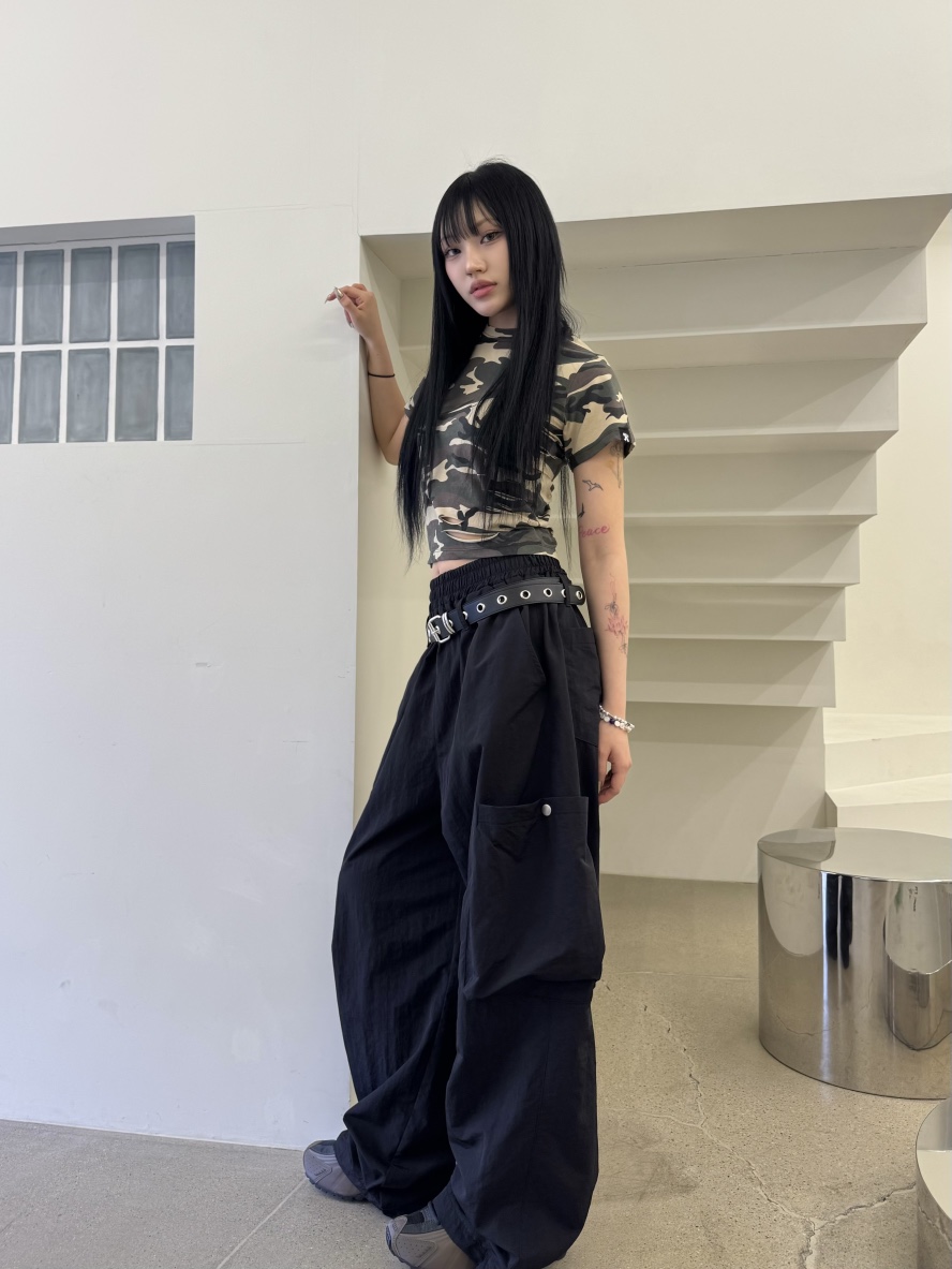 SEEOT韓國直郵女士新款推薦熱賣真品休閑褲工裝褲尼龍套裝腰帶GGD休閑褲