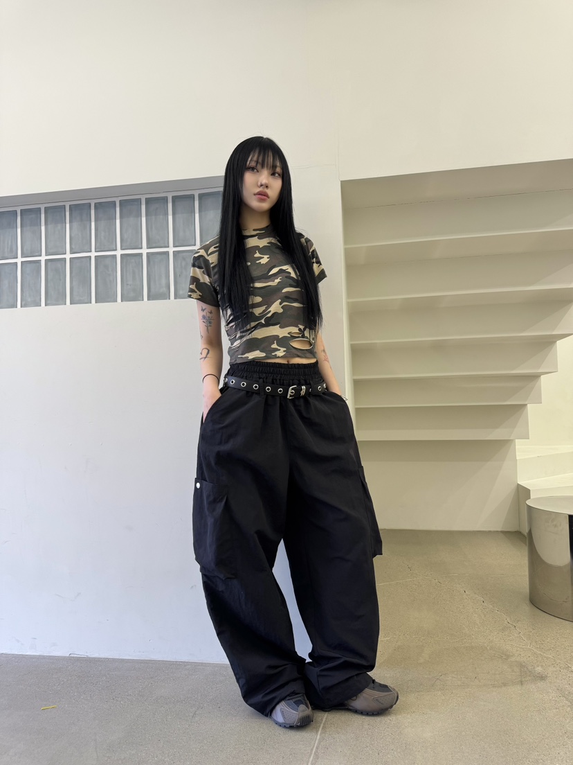 SEEOT韓國直郵女士新款推薦熱賣真品休閑褲工裝褲尼龍套裝腰帶GGD休閑褲