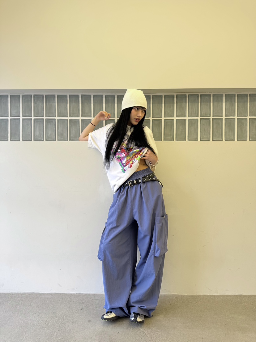 SEEOT韓國直郵女士新款推薦熱賣真品休閑褲工裝褲尼龍套裝腰帶GGD休閑褲圖色2
