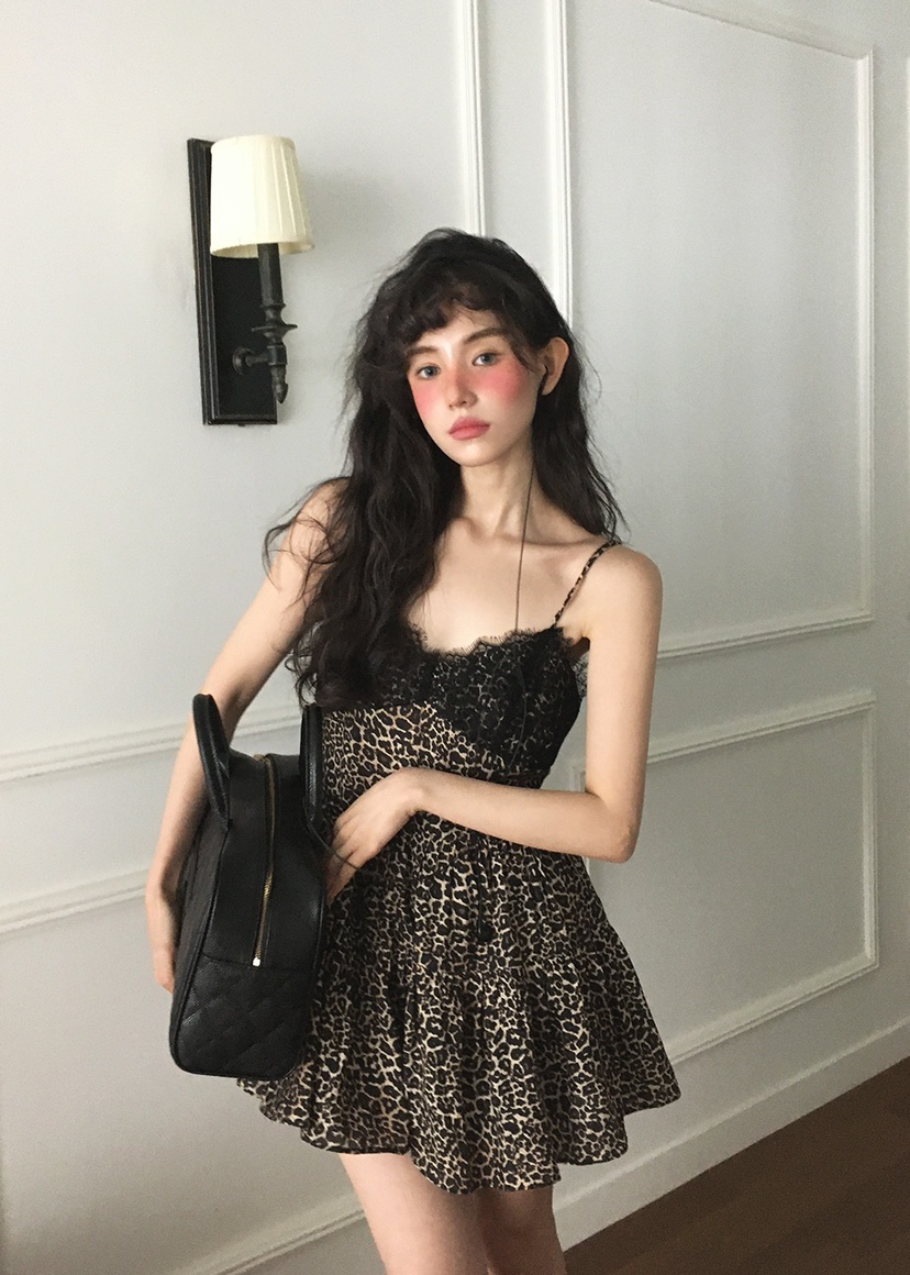 OURWAVE/OUR ROOM韓國直郵女裝新款熱賣休閑推薦連衣裙豹紋Our Wave/Our Room連衣裙