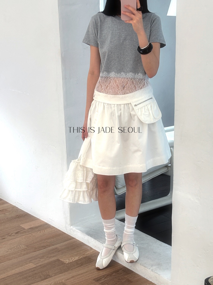JADEMARKET東大門代購女裝新款推薦25春夏職業真品短裙口袋JADE MARKET短裙