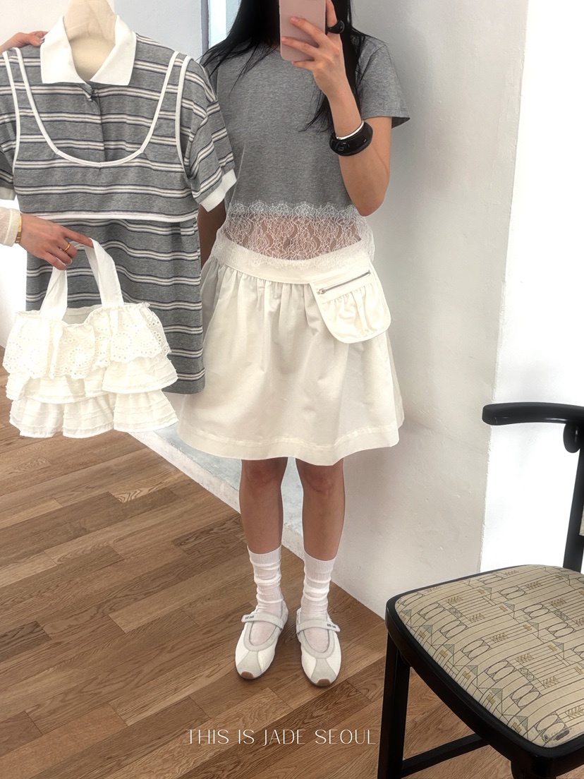 JADEMARKET東大門代購女裝新款推薦25春夏職業真品短裙口袋JADE MARKET短裙
