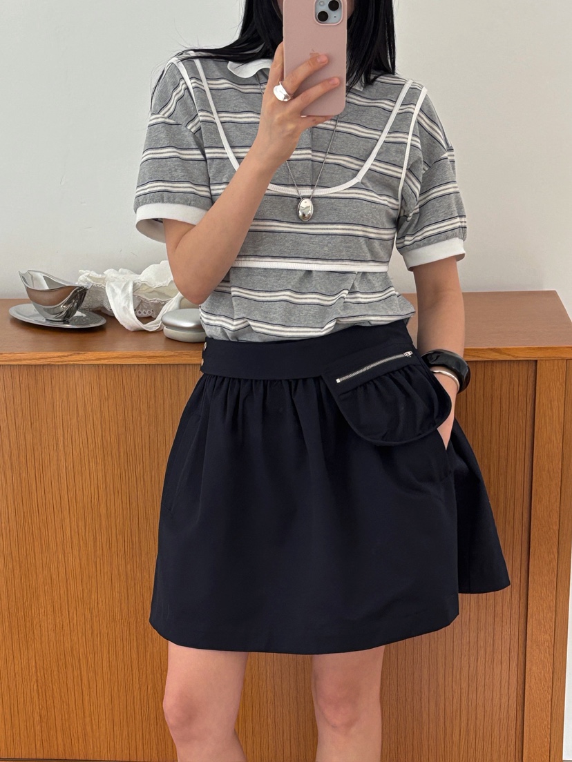 JADEMARKET東大門代購女裝新款推薦25春夏職業真品短裙口袋JADE MARKET短裙圖色3