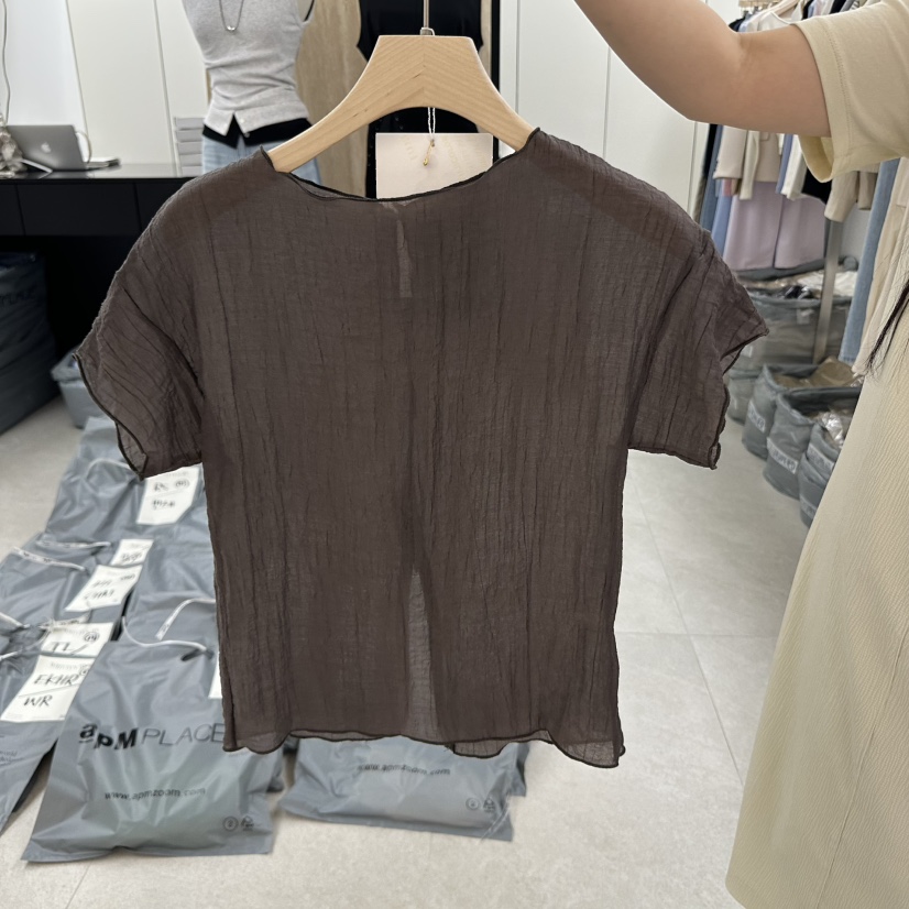 WRITTEN BY韓國直郵女裝新品真品職業時尚襯衫蕾絲衫天絲褶皺WRITTEN BY襯衫/蕾絲衫圖色2