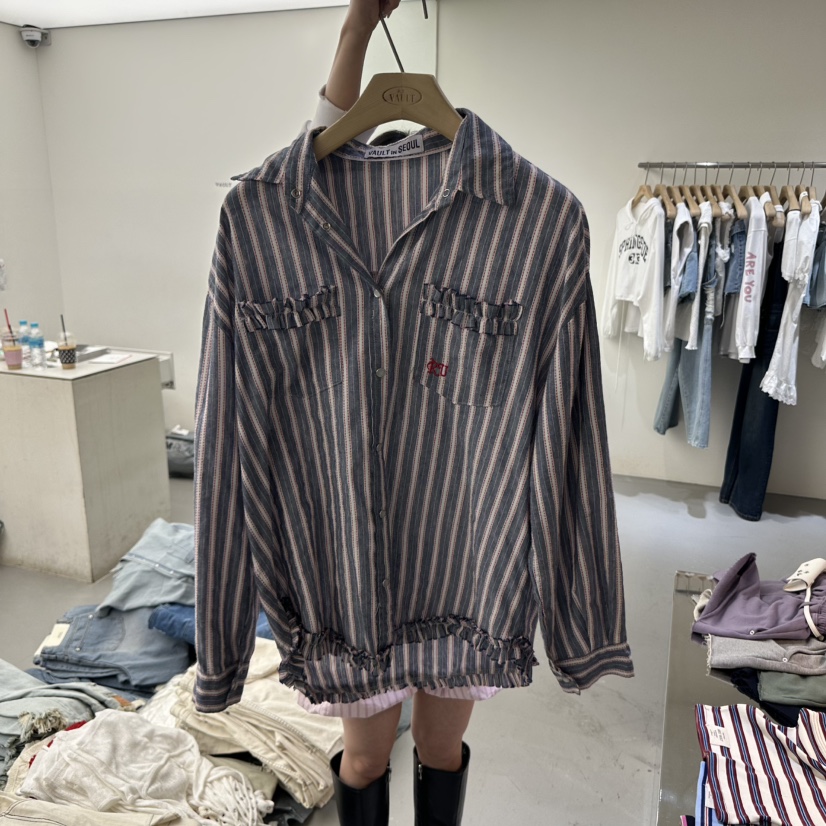 VAULT東大門實拍女士新品25春夏人氣職業時尚熱賣襯衫蕾絲衫VAULT襯衫/蕾絲衫圖色2
