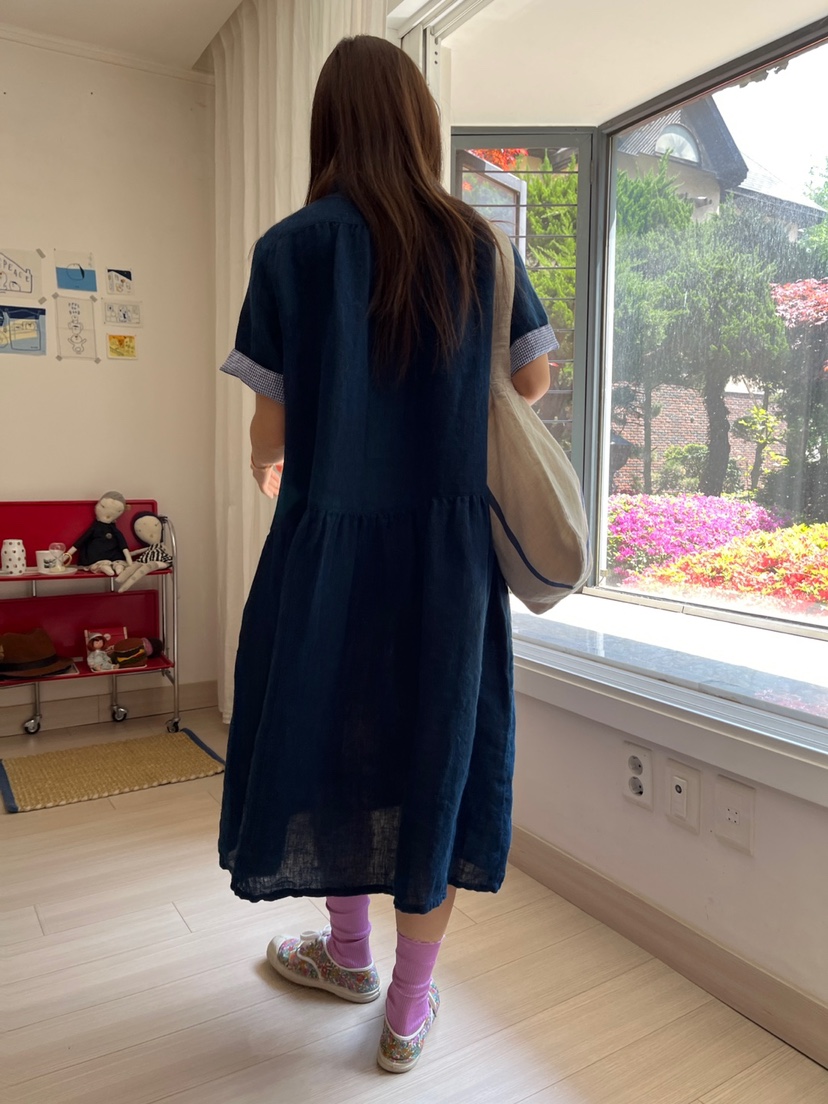 AT NOTE東大門直郵女士新款時尚真品職業休閑推薦連衣裙亞麻AT NOTE連衣裙