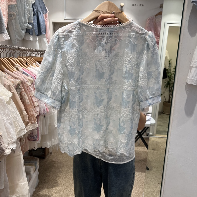空東大門代購女裝新品時尚職業推薦休閑真品25春夏襯衫蕾絲衫BELITA襯衫/蕾絲衫