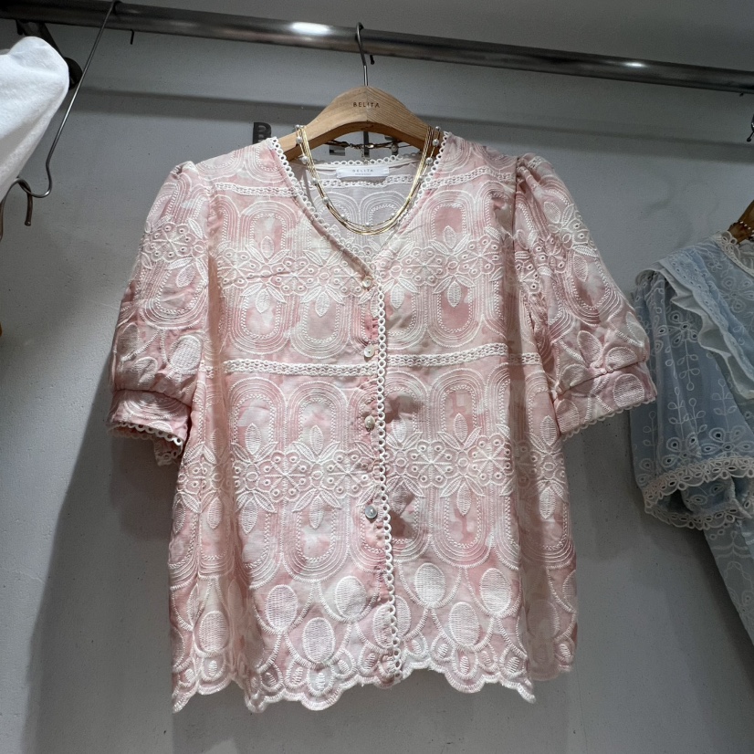 空東大門代購女裝新品時尚職業推薦休閑真品25春夏襯衫蕾絲衫BELITA襯衫/蕾絲衫圖色2