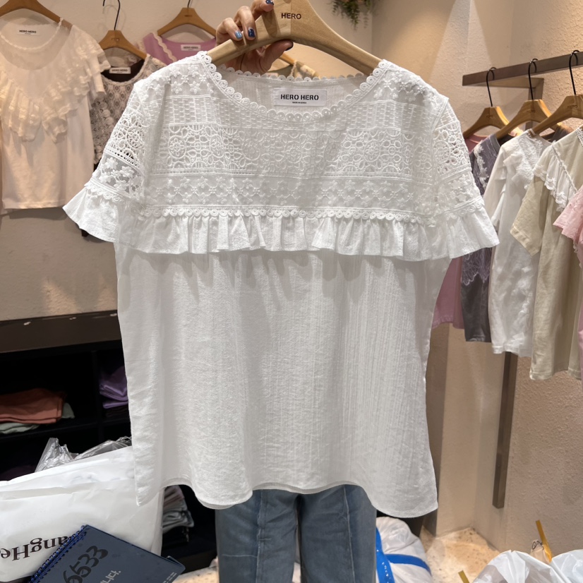 HERO東大門代購女士新品真品人氣25春夏時尚職業襯衫蕾絲衫HERO襯衫/蕾絲衫圖色2