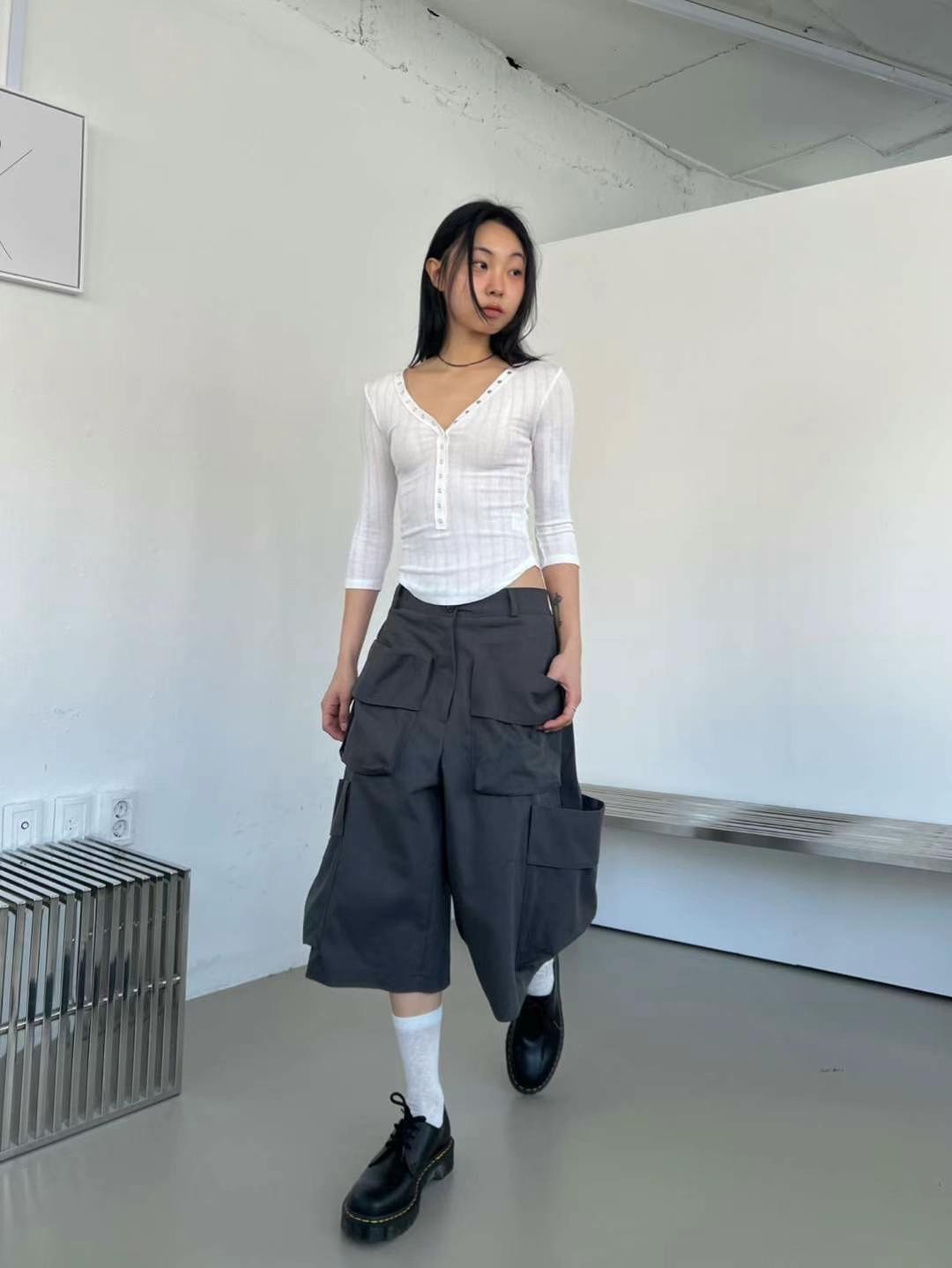 ASKHAKI韓國直郵女士新款25春夏推薦時尚職業真品人氣長袖T恤ASKHAKI長袖T恤