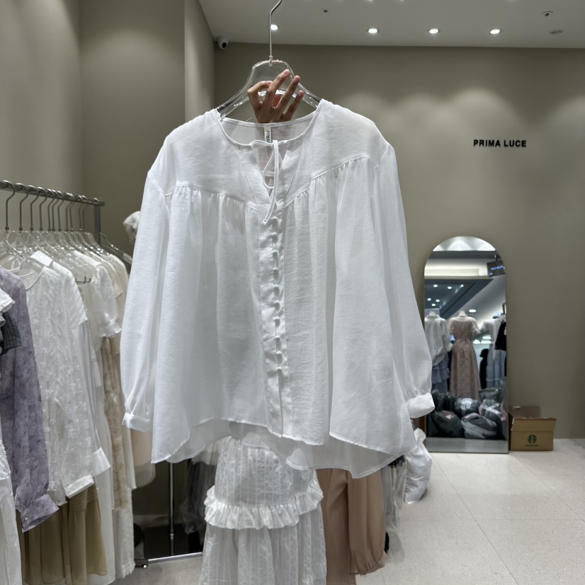 PRIMA LUCE韓國直郵女裝新款時尚25春夏人氣真品襯衫蕾絲衫CHARLOTTE襯衫/蕾絲衫圖色1