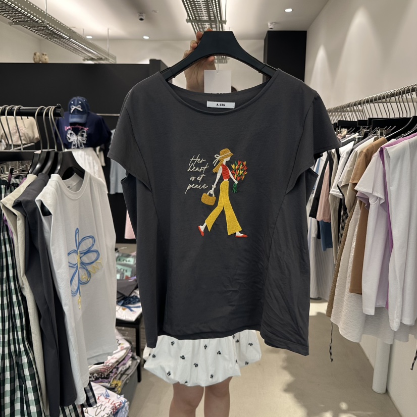 A.CES東大門代購女裝新品推薦熱賣時尚人氣職業真品25春夏T恤A.CEST恤圖色2