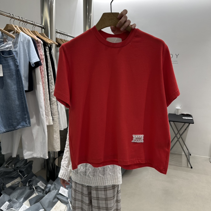 AHOY東大門實拍女裝新品人氣休閑25春夏時尚熱賣真品T恤蕾絲AHOYT恤圖色3