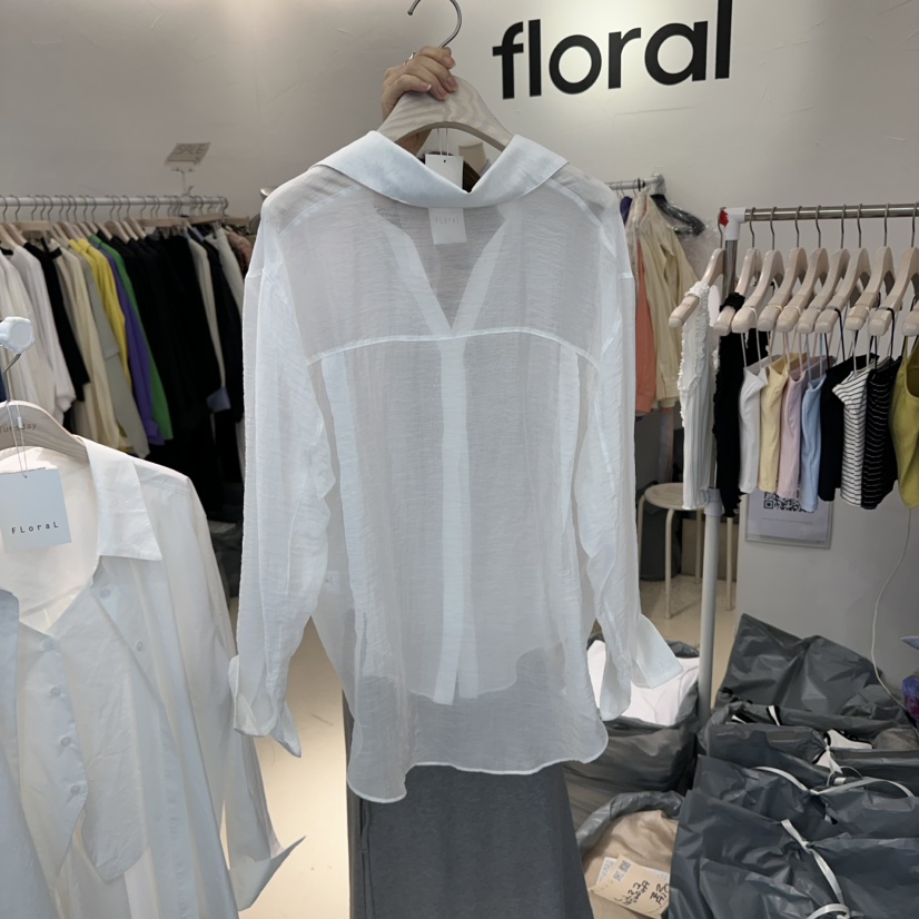 FLORAL東大門代購女士新款人氣推薦職業25春夏襯衫蕾絲衫透明FLORAL襯衫/蕾絲衫