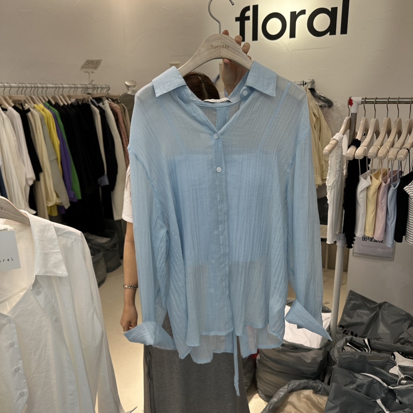 FLORAL韓國代購女士新款職業熱賣25春夏休閑真品襯衫蕾絲衫FLORAL襯衫/蕾絲衫圖色2