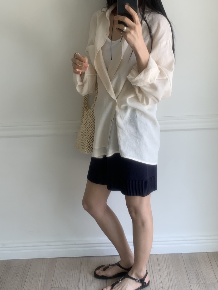 MURR東大門代購女士新品熱賣25春夏襯衫蕾絲衫不含內搭亞麻MURR襯衫/蕾絲衫
