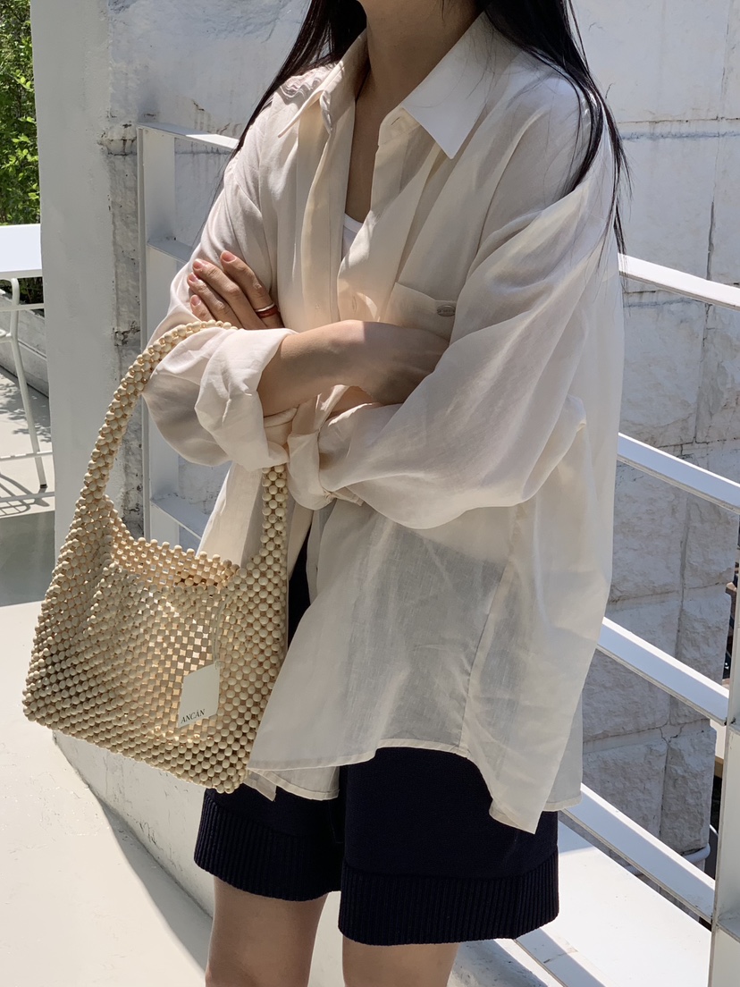MURR東大門代購女士新品熱賣25春夏襯衫蕾絲衫不含內搭亞麻MURR襯衫/蕾絲衫