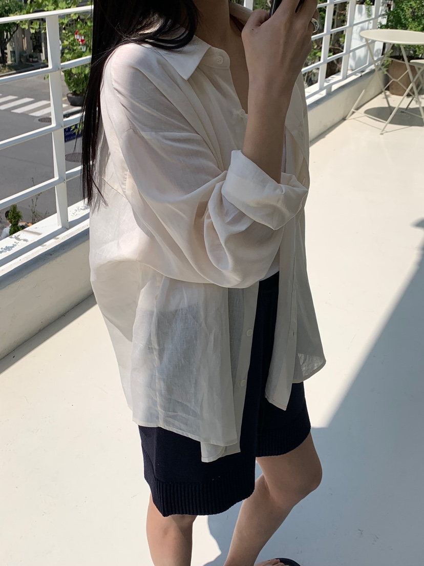 MURR東大門代購女士新品熱賣25春夏襯衫蕾絲衫不含內搭亞麻MURR襯衫/蕾絲衫