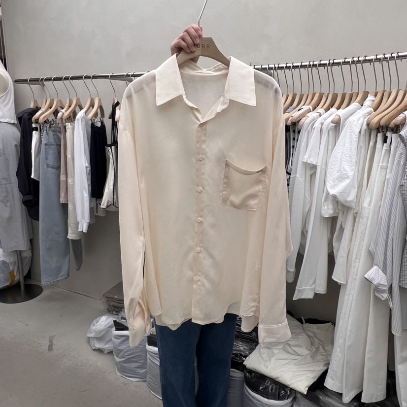 MURR東大門代購女士新品熱賣25春夏襯衫蕾絲衫不含內搭亞麻MURR襯衫/蕾絲衫圖色2