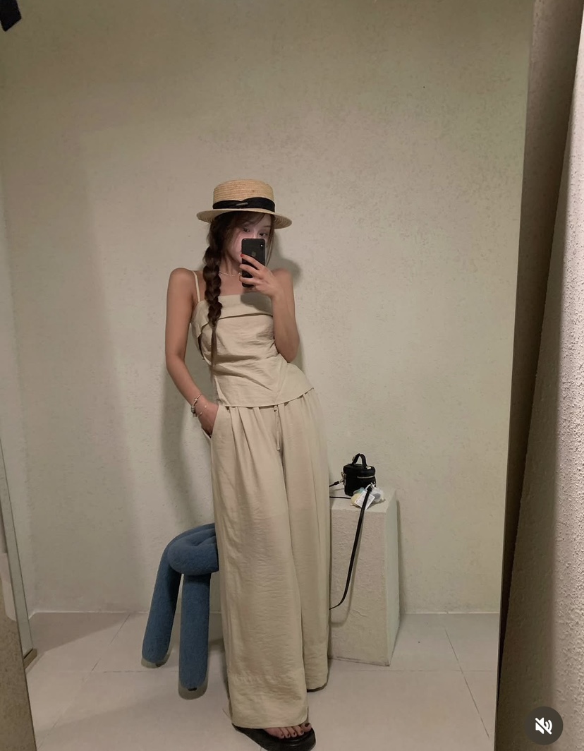 VIRKIN韓國直郵女裝新品真品25春夏時尚推薦休閑吊帶背心亞麻VIRKIN吊帶/背心