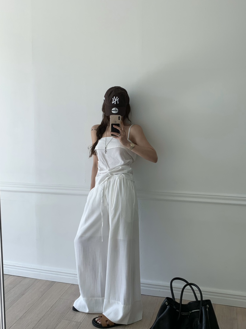 VIRKIN韓國直郵女裝新品真品25春夏時尚推薦休閑吊帶背心亞麻VIRKIN吊帶/背心