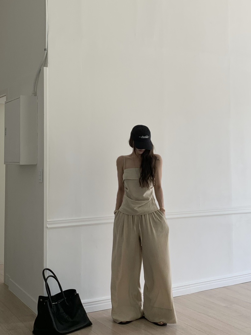 VIRKIN韓國直郵女裝新品真品25春夏時尚推薦休閑吊帶背心亞麻VIRKIN吊帶/背心