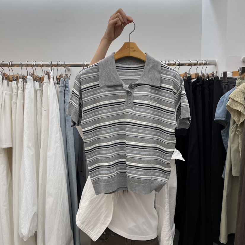DRESS ROOM東大門實拍女裝新款推薦人氣真品熱賣針織衫條紋DRESS ROOM針織衫圖色3