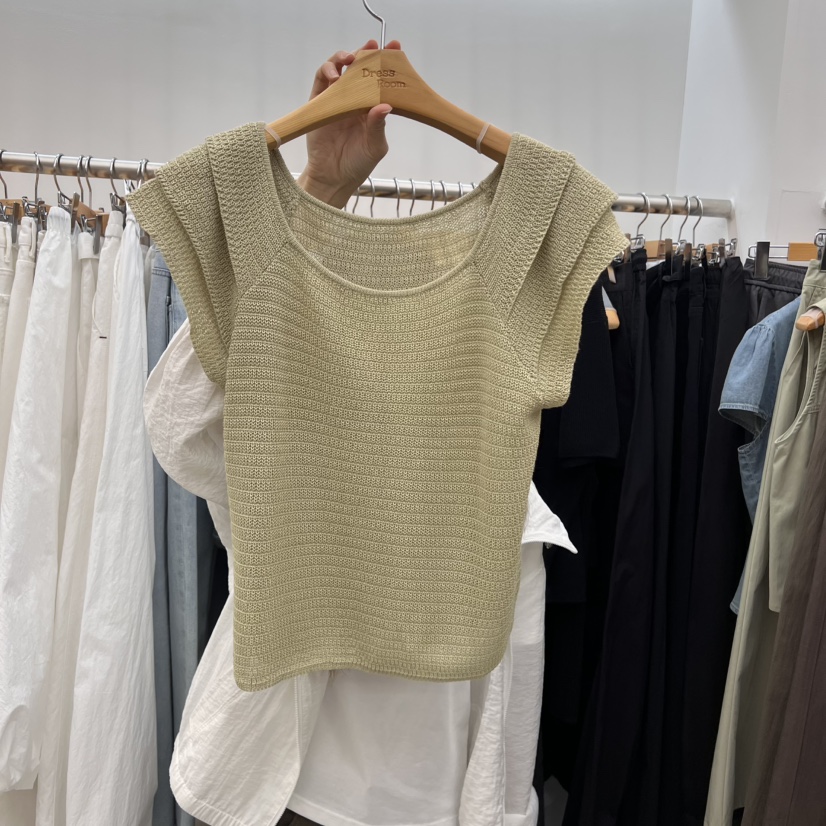 DRESS ROOM東大門直郵女士新款推薦25春夏真品針織衫荷葉邊DRESS ROOM針織衫圖色2