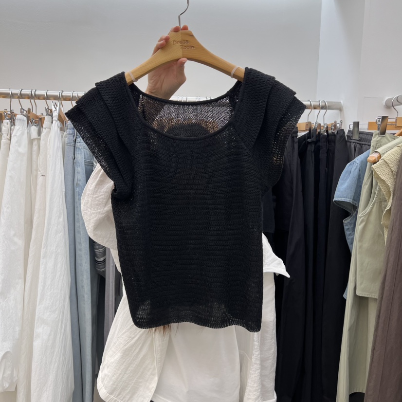 DRESS ROOM東大門直郵女士新款推薦25春夏真品針織衫荷葉邊DRESS ROOM針織衫圖色3