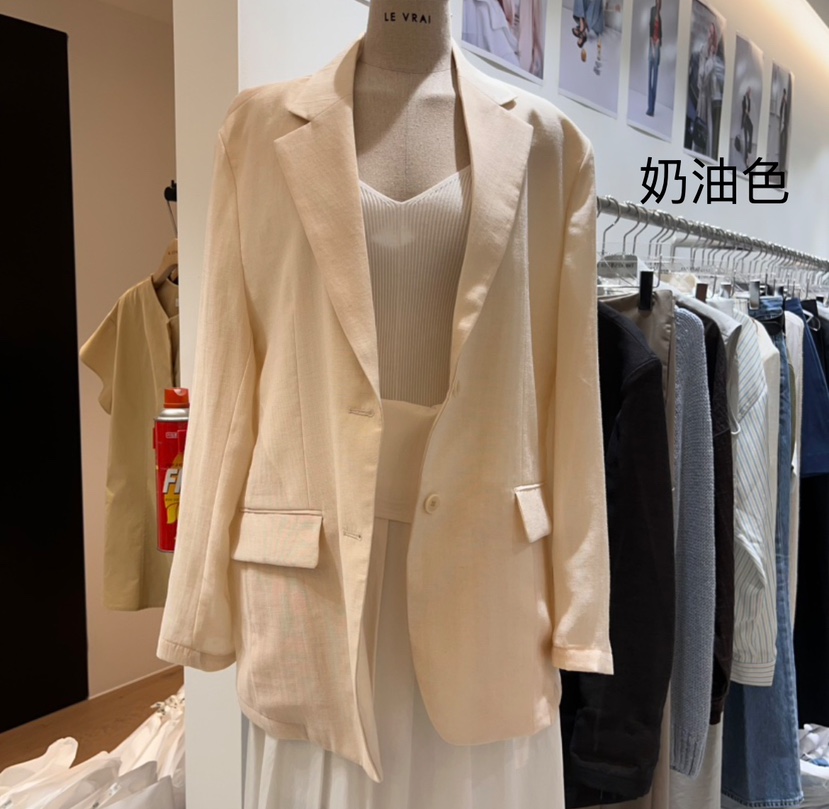 THE REST東大門實拍女士新品推薦熱賣休閑人氣25春夏夾克亞麻THE REST/UNNOEUD夾克