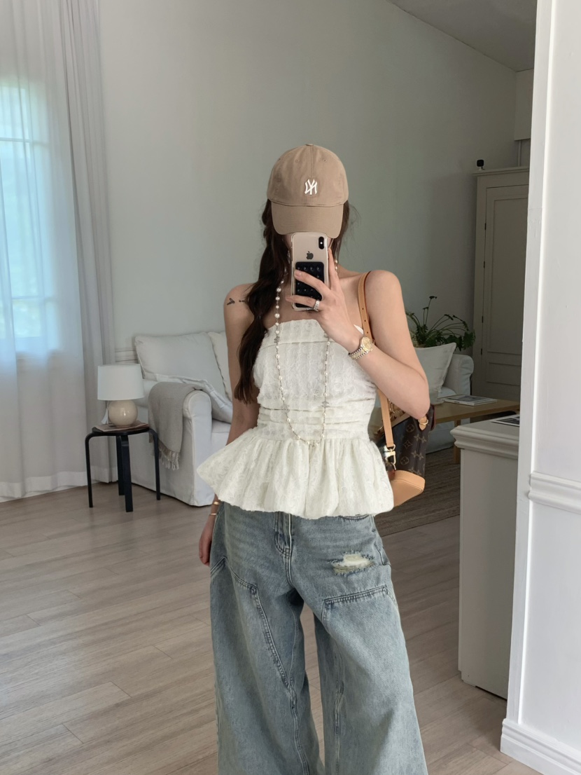 VIRKIN東大門實拍女裝新品真品25春夏人氣職業吊帶背心蕾絲VIRKIN吊帶/背心