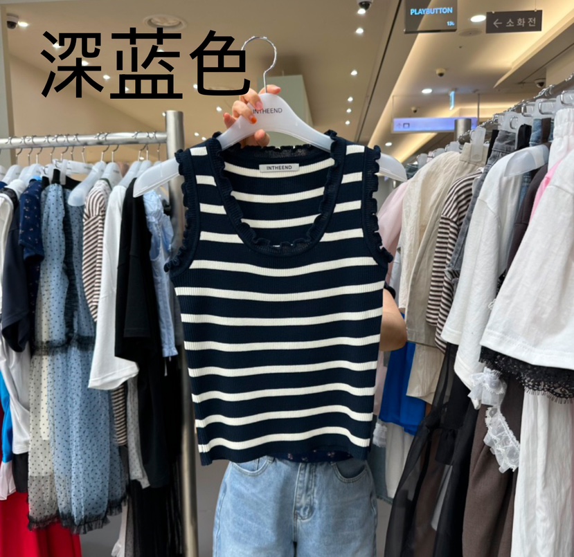 INTHEEND韓國直郵女裝新款真品人氣時尚熱賣職業吊帶背心條紋INTHEEND吊帶/背心圖色2