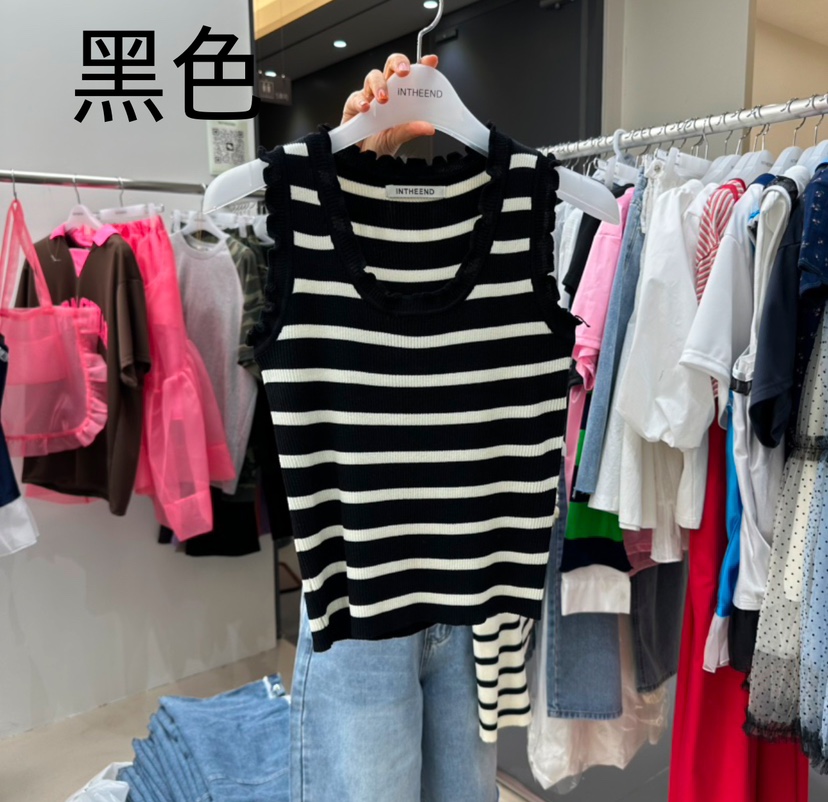 INTHEEND韓國直郵女裝新款真品人氣時尚熱賣職業吊帶背心條紋INTHEEND吊帶/背心圖色3