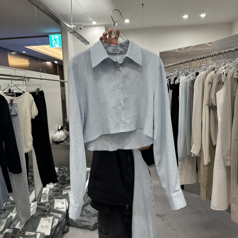 PAVEL韓國直郵女裝新品推薦25春夏休閑職業套裝兩件套短款亞麻PAVEL套裝