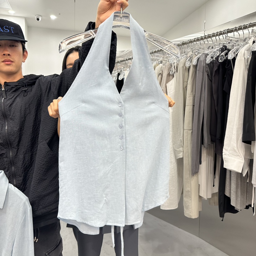PAVEL韓國直郵女裝新品推薦25春夏休閑職業套裝兩件套短款亞麻PAVEL套裝
