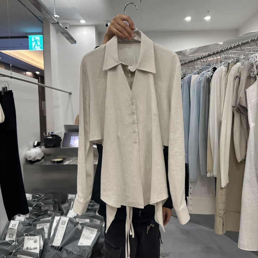 PAVEL韓國直郵女裝新品推薦25春夏休閑職業套裝兩件套短款亞麻PAVEL套裝圖色2