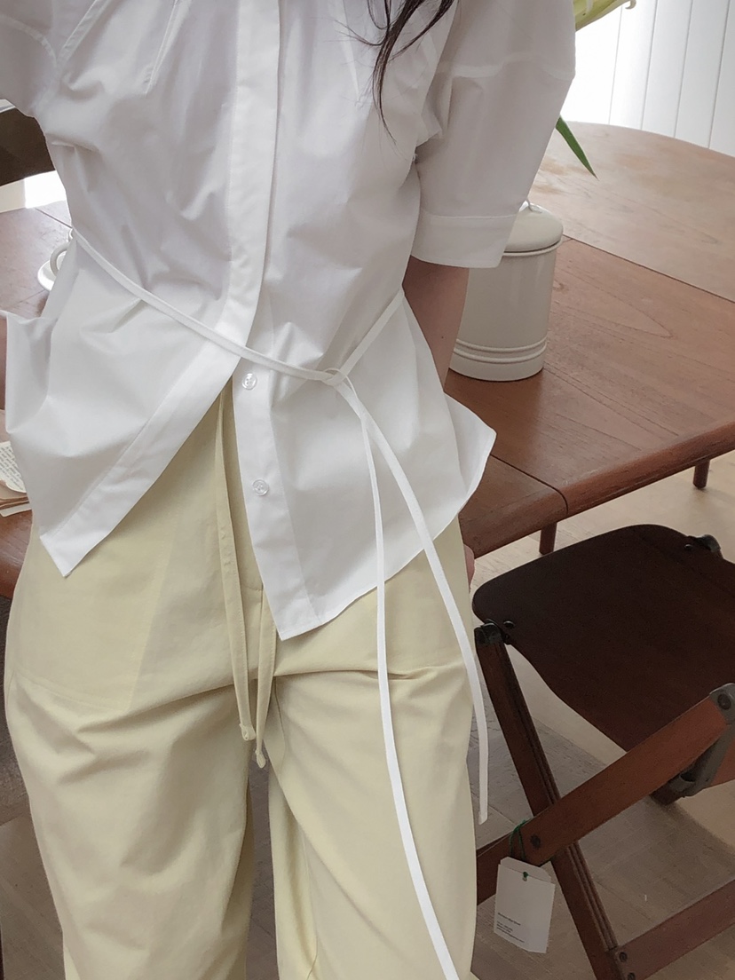 LONG PEAK東大門實拍女士新品人氣職業推薦襯衫蕾絲衫含腰繩LONG PEAK襯衫/蕾絲衫
