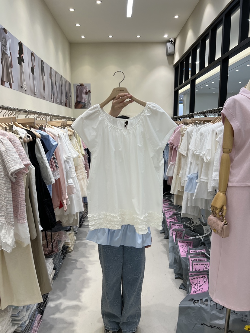 MARIE MARIE東大門直郵女裝新款人氣休閑襯衫蕾絲衫荷葉邊MARIE MARIE襯衫/蕾絲衫圖色1