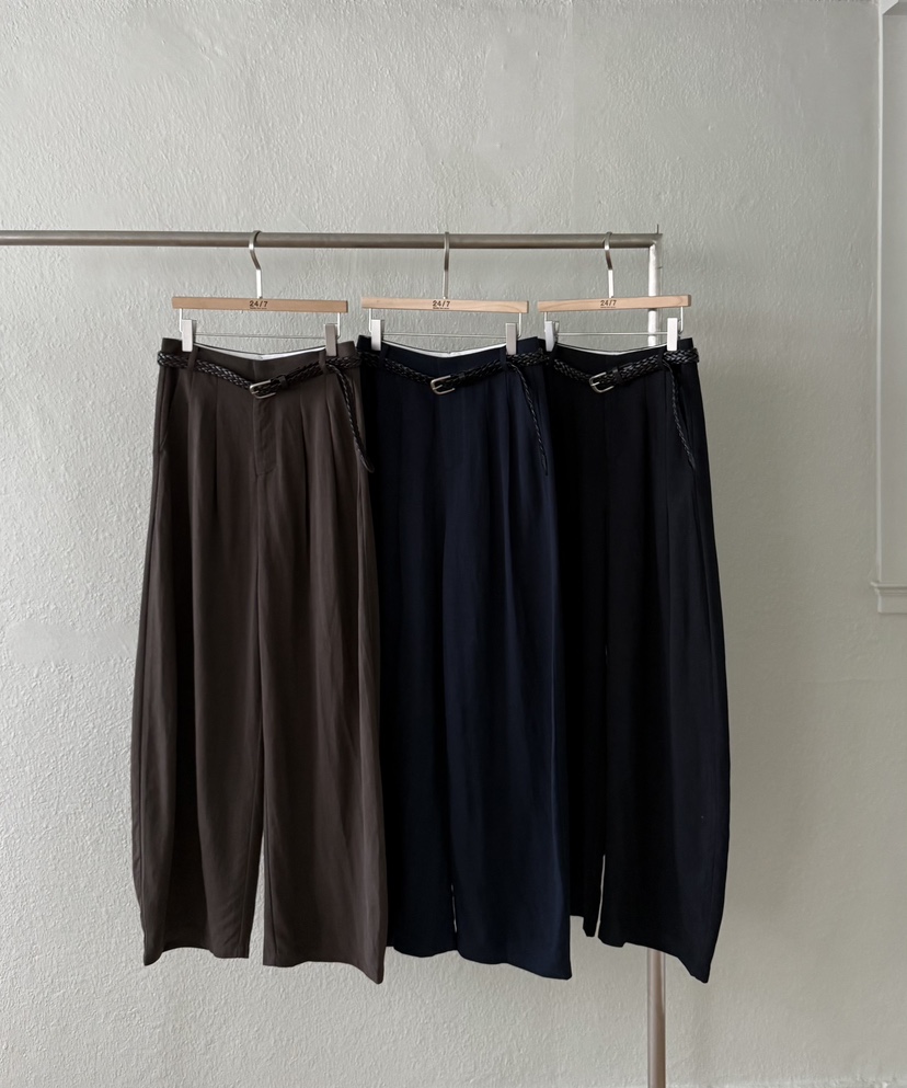 TWENTY FOUR SEVEN24-7東大門代購女裝新品25春夏休閑褲含腰帶亞麻TEWNTY FOUR SEVEN24-7休閑褲