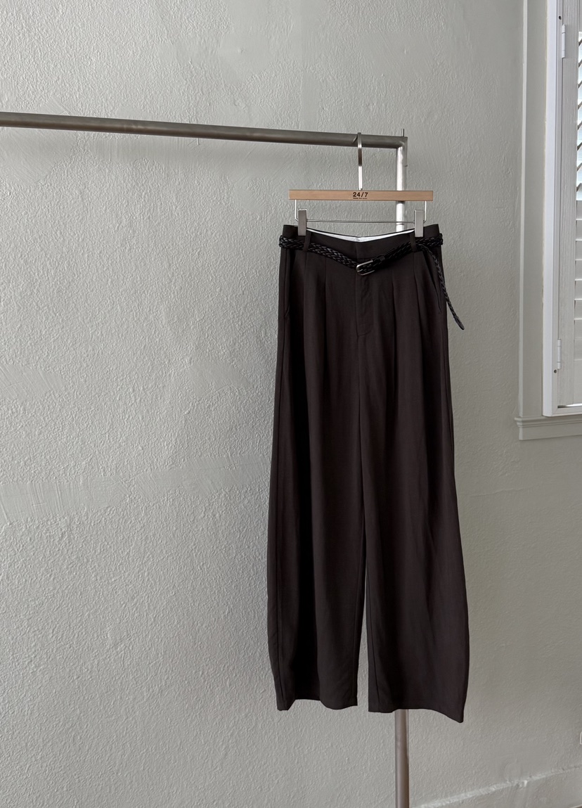 TWENTY FOUR SEVEN24-7東大門代購女裝新品25春夏休閑褲含腰帶亞麻TEWNTY FOUR SEVEN24-7休閑褲