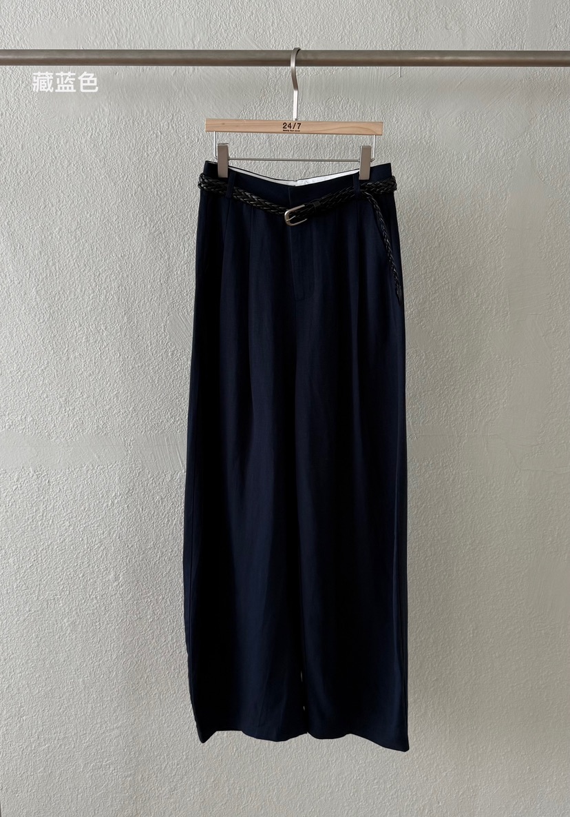 TWENTY FOUR SEVEN24-7東大門代購女裝新品25春夏休閑褲含腰帶亞麻TEWNTY FOUR SEVEN24-7休閑褲圖色2