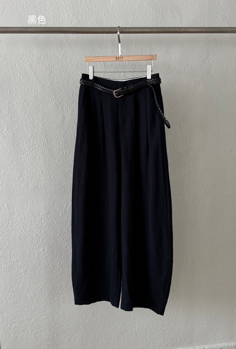 TWENTY FOUR SEVEN24-7東大門代購女裝新品25春夏休閑褲含腰帶亞麻TEWNTY FOUR SEVEN24-7休閑褲圖色3