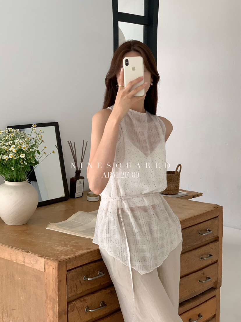 NINESQUARED韓國㊣直郵東大門代購女裝新品人氣吊帶背心含腰繩NINESQUARED吊帶/背心