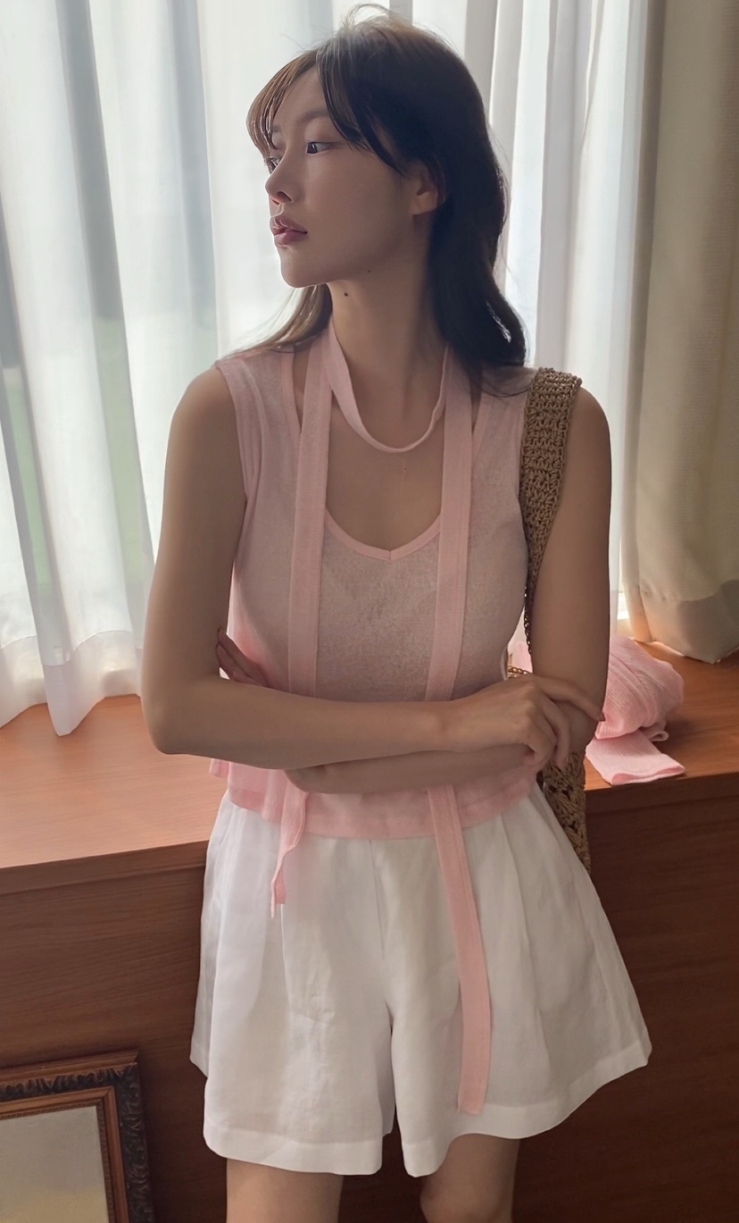 N BROWN韓國直郵㊣女裝新品人氣時尚熱賣套裝含脖帶套裝開衫N BROWN套裝
