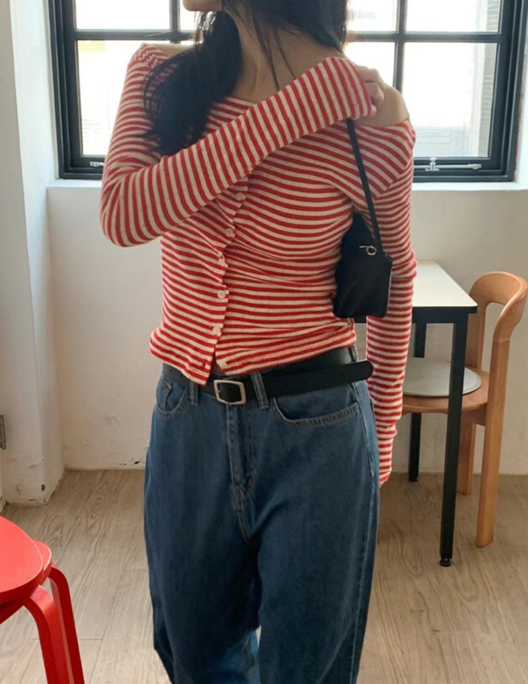 ORORA韓國㊣直郵東大門代購女裝新款熱賣時尚長袖T恤開襟衫ORORA長袖T恤