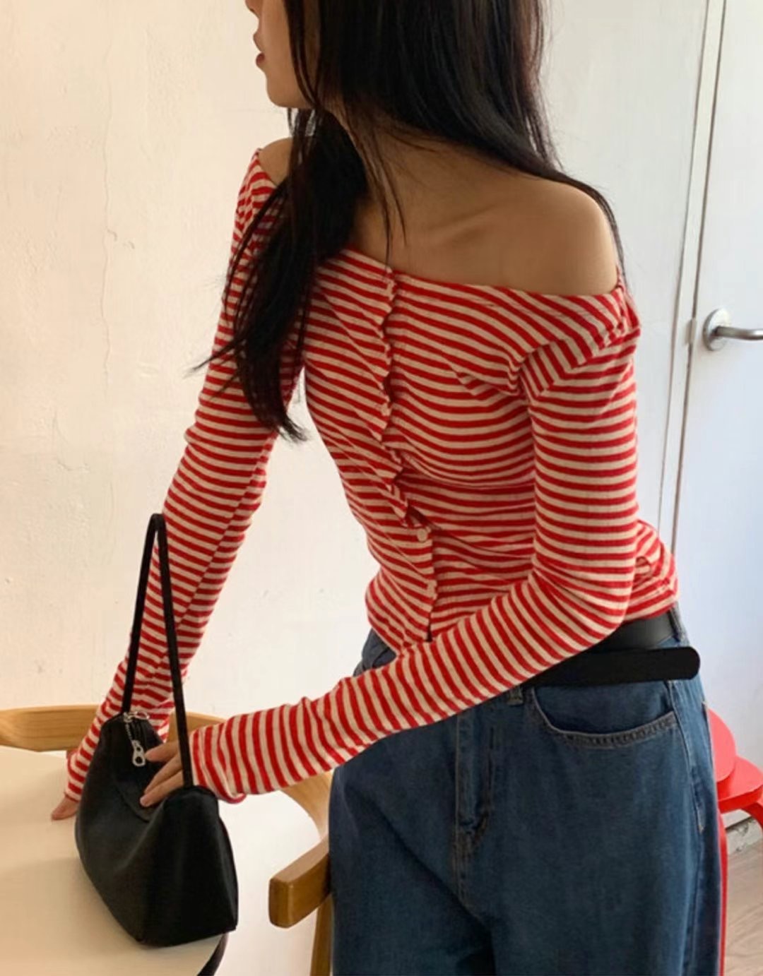 ORORA韓國㊣直郵東大門代購女裝新款熱賣時尚長袖T恤開襟衫ORORA長袖T恤